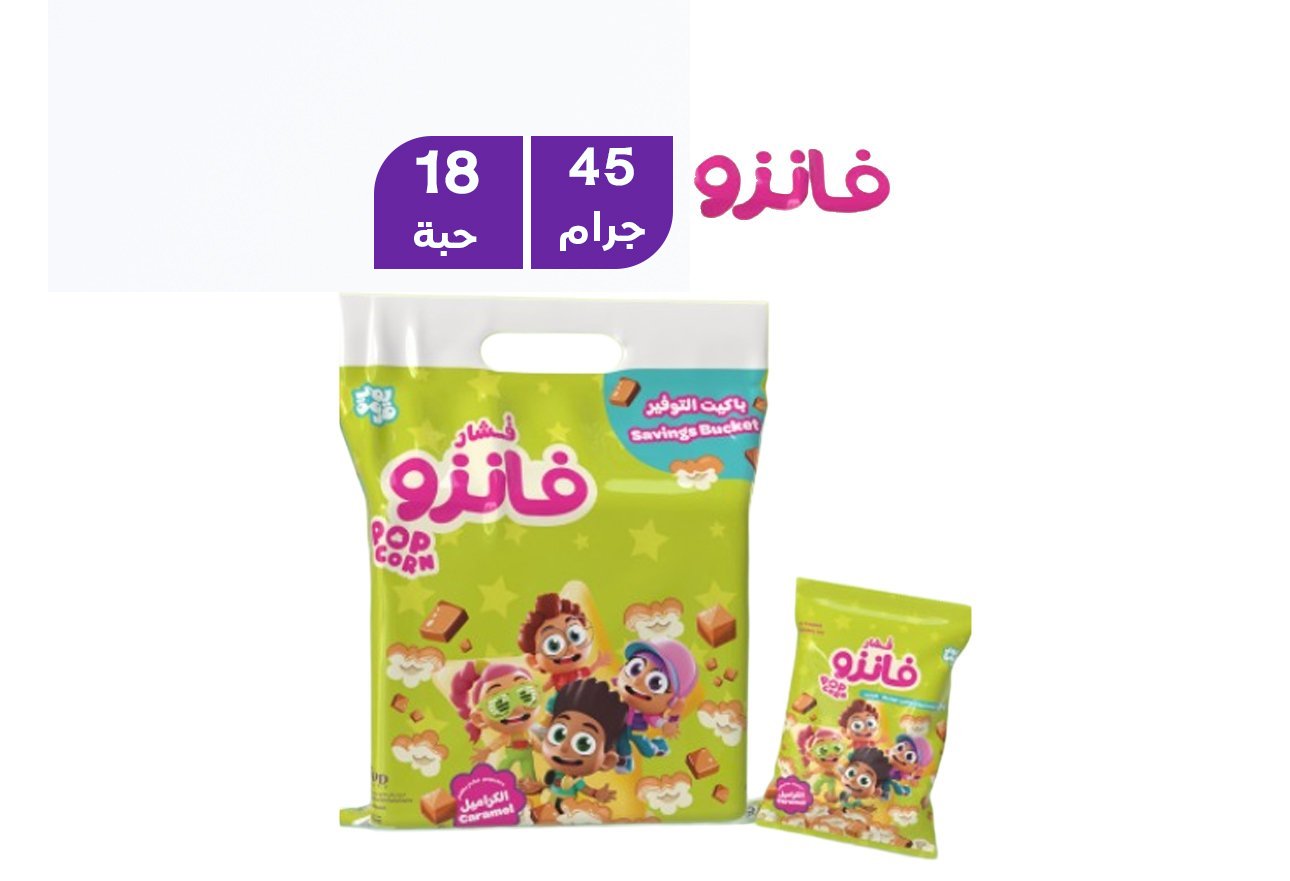 بوب كورن فانزو بطعم الكراميل 14 جم * 18 قطعة