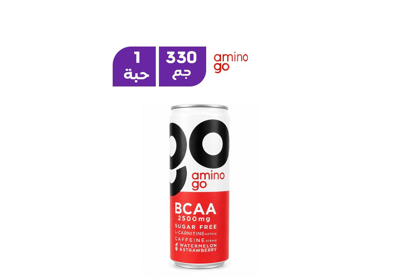 أمينو جو مشروب BCAA خالي من السكر بنكهة البطيخ والفراولة 330 مل