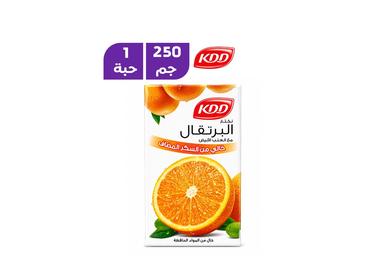 كي دي دي نكتار البرتقال والعنب الأبيض بدون سكر مضاف 250 مل