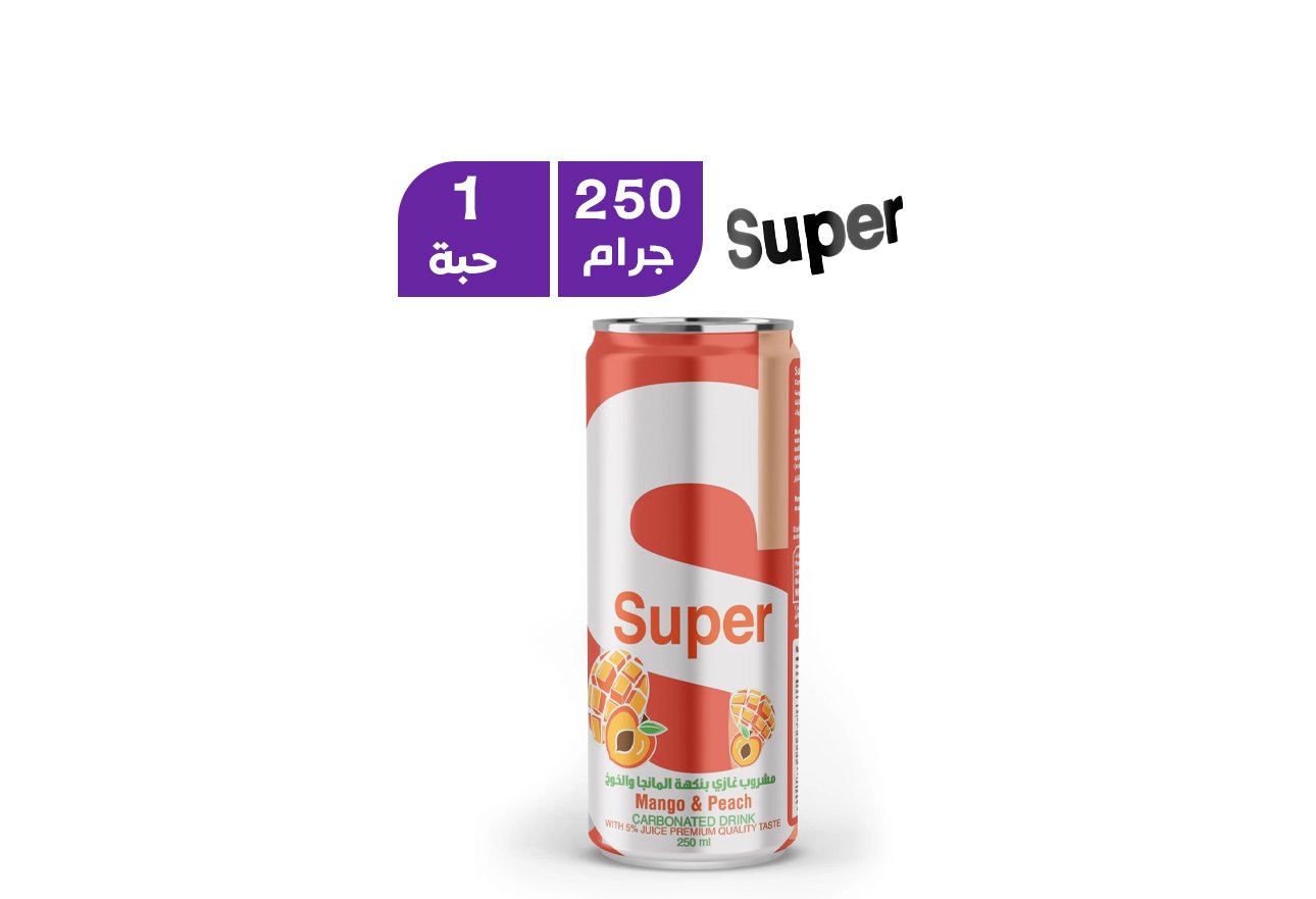 مشروب سوبر غازي بنكهة المانجو والخوخ 250 مل